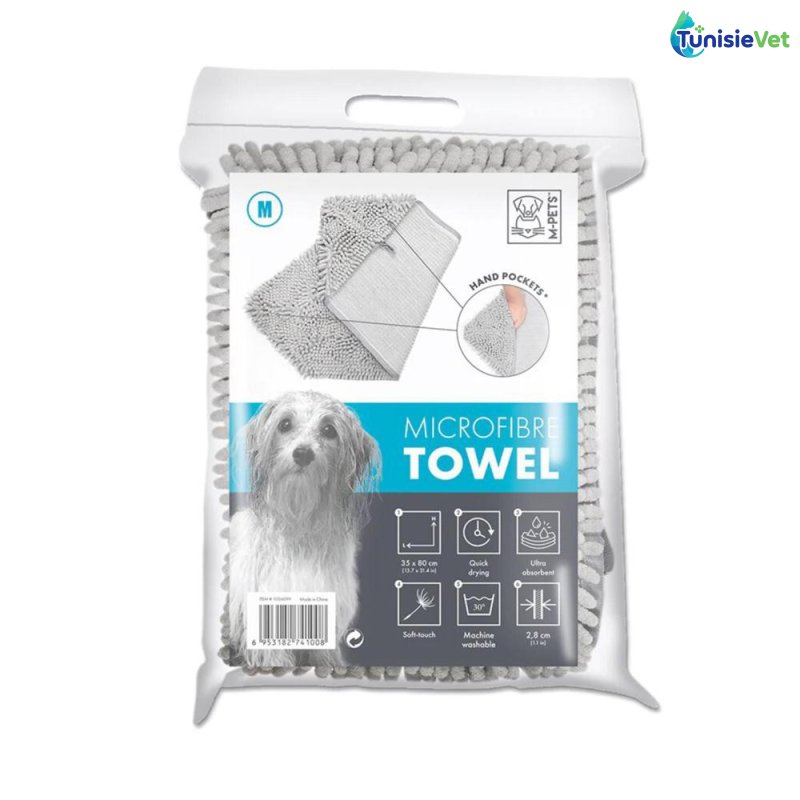 SERVIETTE DE BAIN MICROFIBRE M-PETS - MEDIUM 80x35cm